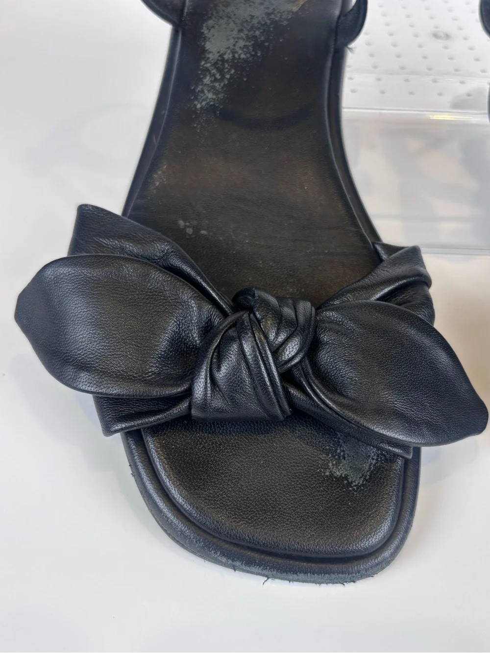 Ted Baker London Halah Black Leather Bow Flat Sandals Sz 6